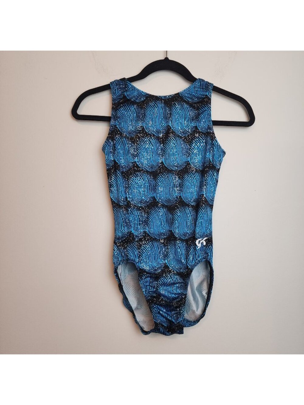 GK Elite leotard dance gymnastics cheer Adult Large AL Blue metallic shimmer